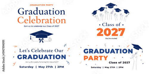 Graduation Invitation Templates 2027 – Creative Modern Designs for Class of 2027 Parties, Celebrations, and Event Announcements | Printable Graduation Cards & Invites