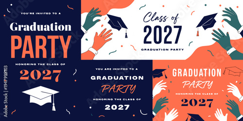 Class of 2027 Graduation Party & Celebration Templates – Modern Printable Designs with Customizable Details, Senior Event Graphics, and Stylish Graduation Invitation Layouts
