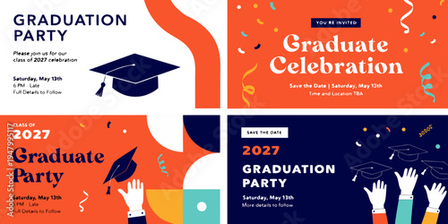 Class of 2027 Graduation Party Invitation Templates – Modern Printable Senior Celebration Designs with Customizable Details and Stylish Graduation Graphics