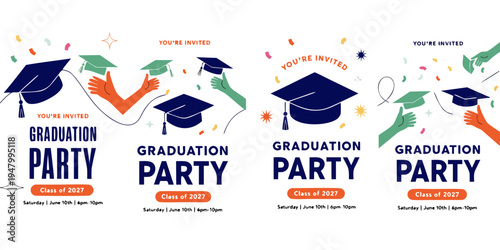 Class of 2027 Graduation Party Invitation Templates – Modern Printable Senior Celebration Designs with Customizable Event Details and Stylish Graduation Graphics