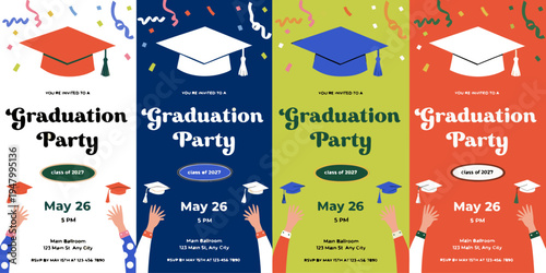 Graduation Party Invitation Template – Customizable Printable Invite for School Events, Senior Celebration, Class of 2027 Announcement, Modern Graduation Flyer Design