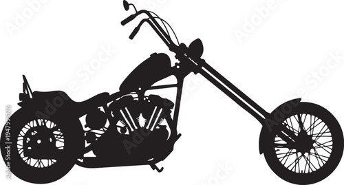 Vector black chopper motorcycle silhouette