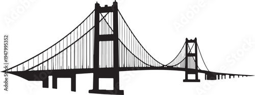 Vector illustration of suspension bridge silhouette