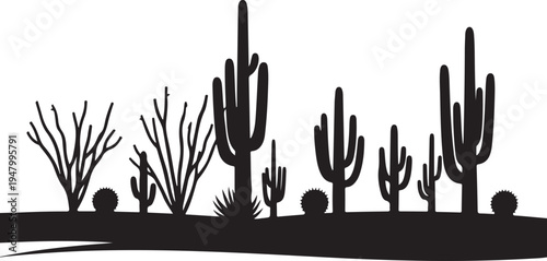 Set of desert landscape vector silhouettes