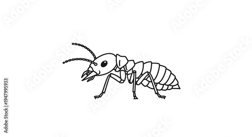 Termite Illustration, A Simple Line Drawing of a Pest Insect, Often Found In Homes