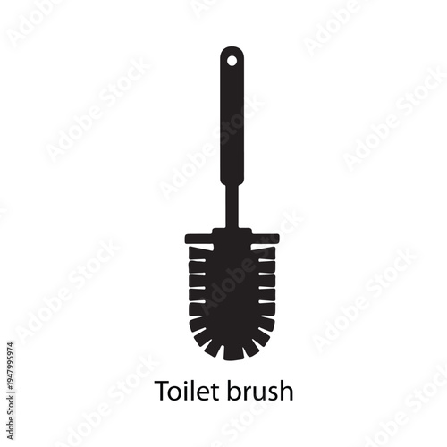 Toilet bowl brush silhouette vector icon illustration