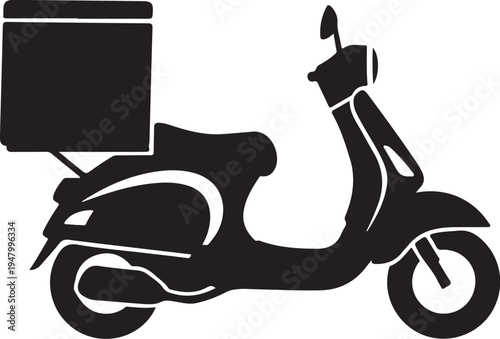 Black delivery scooter vector icon