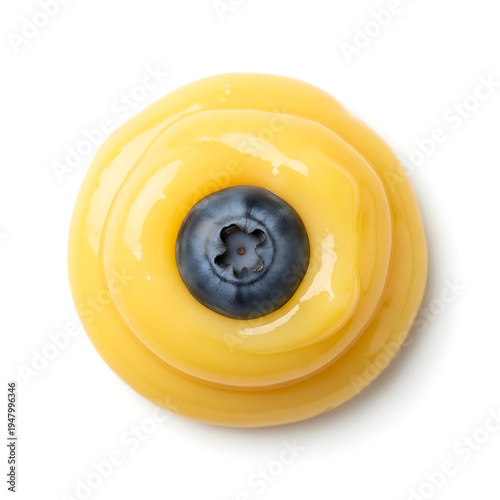 Vibrant Blueberry Nestled in a Swirl of Creamy Yellow Dessert Topping