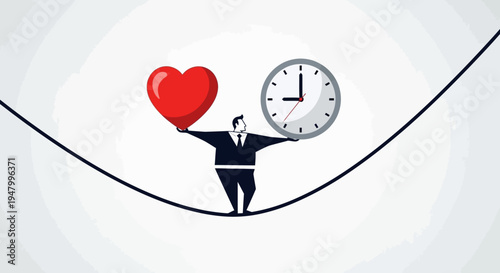 Professional Executive Navigating Work-Life Balance and Time Management Challenges on a High-Stakes Tightrope