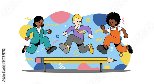 Empowered Creative Agency Team Leaping Over Project Hurdles with Agile Innovation and Collaborative Problem Solving