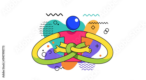 Abstract flat vector concept of a business professional untangling complex workflows and navigating organizational bottlenecks for creative agencies