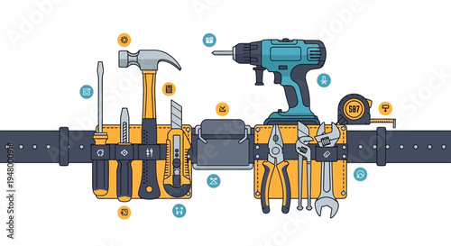 Tool Belt with Various Tools