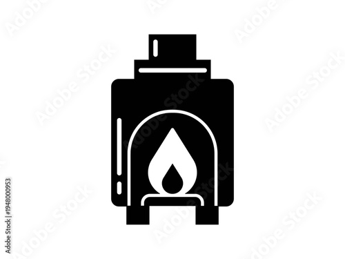 Black furnace icon in a simple flat silhouette style.