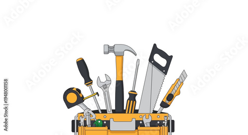 Toolbox with Various Hand Tools