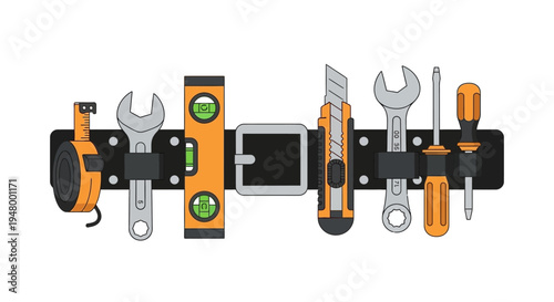 Tool Belt with Various Hand Tools