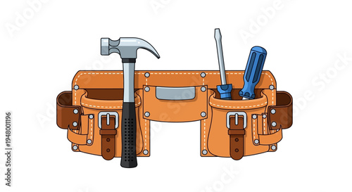 Tool Belt With Hammer And Screwdrivers