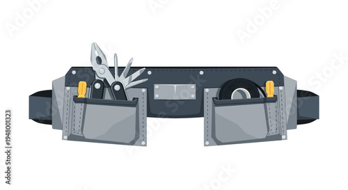 Tool Belt with Pouches and Equipment