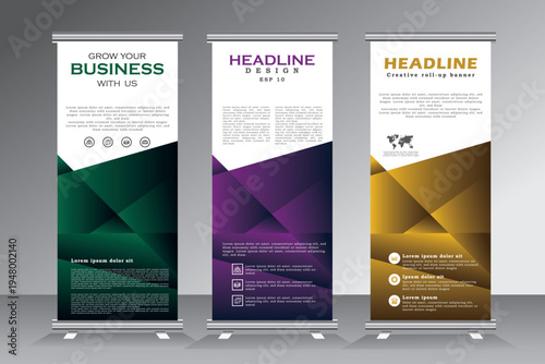 Corporate roll up banner design template for your business, Roll up banner design, vector eps 10.