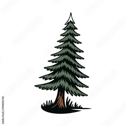 Lumberjack Cutting Pine Tree with Axe Vintage Mascot Illustration