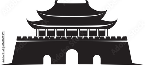 Chinese traditional pagoda building architecture silhouette  iconic cultural landmark