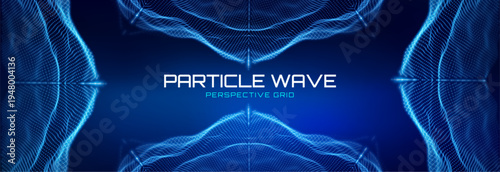 AI 3D data blue wave tech and network sound for particle light mesh. Cyberspace neural art with system line flow effects and big education connections. Hi-tech surface futuristic.