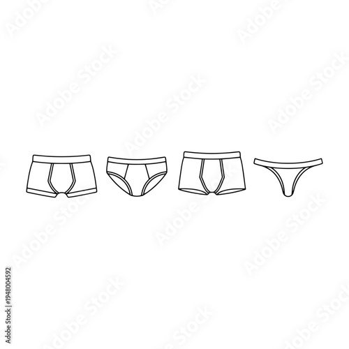 Four different types of underwear on vector