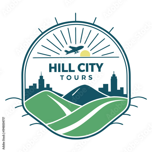 Hill City Tourism Logo Design – Nature Landscape Travel Vector Illustration