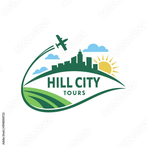 Hill City Tourism Logo Design – Nature Landscape Travel Vector Illustration