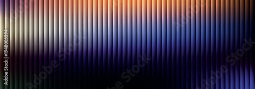 Warm sunset light effect on blue vertical metal slats texture design