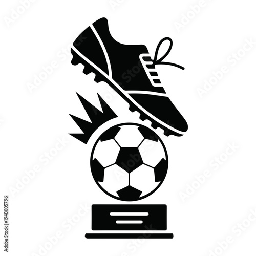 Soccer Boot Kicking Ball Trophy Award Silhouette Icon