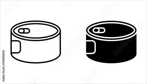 canned food icon set, open tin can icon. vector illustration on white background