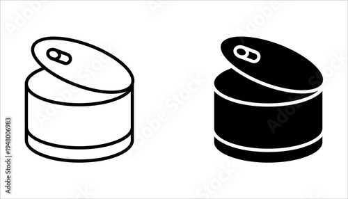 canned food icon set, open tin can icon. vector illustration on white background