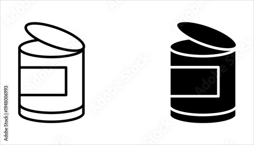 canned food icon set, open tin can icon. vector illustration on white background