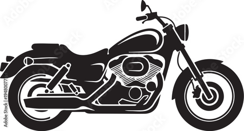 Vector motorcycle icon, black silhouette
