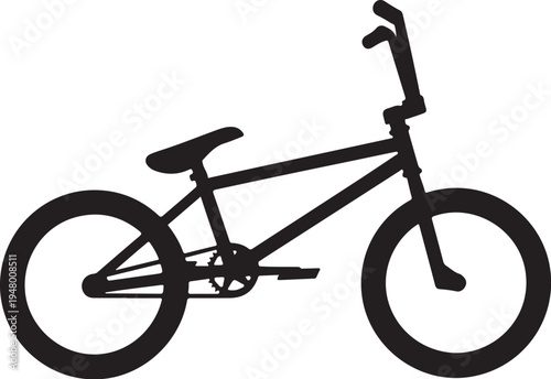 Vector bicycle icon, black BMX bike silhouette