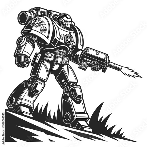robot cyborg soldier vector