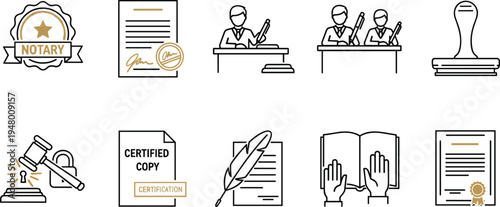 notary, legal, document, certification, signature, stamp, contract, law, approval, official, certificate, authorization, verification, paperwork, justice, agreement, office, validation, vector, icon