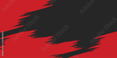 Dynamic black and red grunge halftone abstract background with diagonal brush stroke texture, modern edgy design suitable for sports posters, gaming banners, racing themes, digital ads, n high-energy.