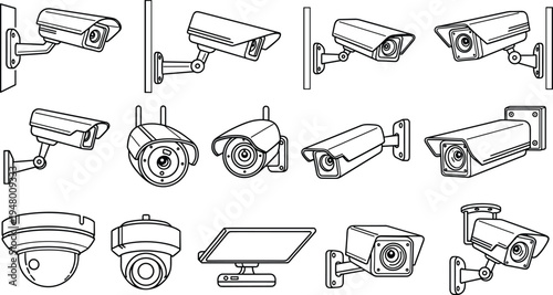 security, surveillance, cctv, camera, system, monitoring, protection, safety, technology, equipment, video, recording, guard, network, outdoor, indoor, digital, control, observation, illustration