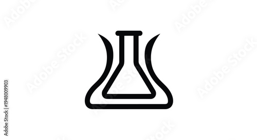 A simple black line icon of a laboratory flask on a vector illustration