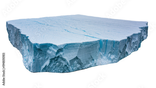 Foto Isolated large blue iceberg or ice shelf with textured surface and visible layer