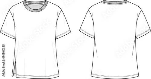 White t shirt front and back view crew neck short sleeves