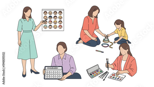 Creative Learning Through Art: A comprehensive depiction of educators guiding learners through diverse artistic experiences