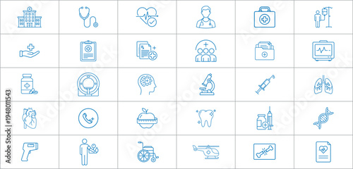 Medical icons set for healthcare and medicine concepts