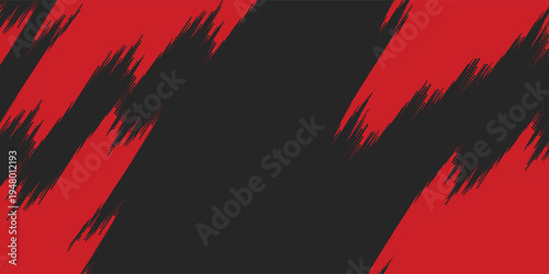 Dynamic black and red grunge halftone abstract background with diagonal brush stroke texture, modern edgy design suitable for sports posters, gaming banners, racing themes, digital ads, n high-energy.