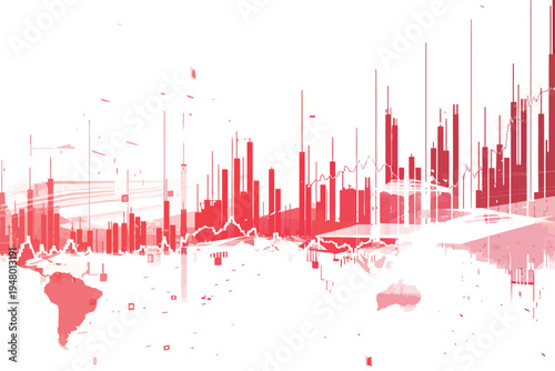 red stock market graph abstract background isolated vector style