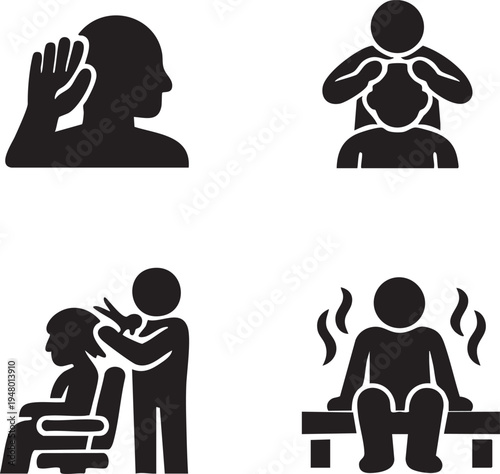 Set of 4 heat stress icons vector