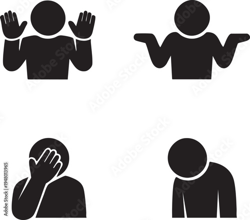 Set of 4 confused people icons vector