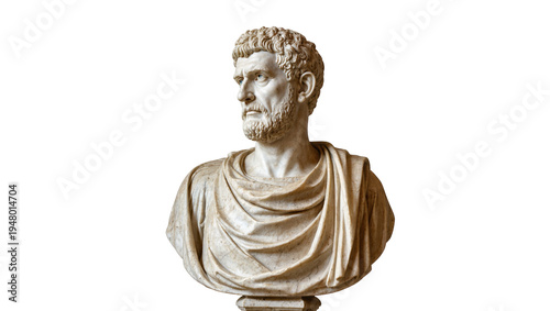 Fotografie Isolated classical marble bust portraying a thoughtful bearded man from antiquit