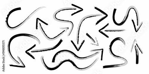 Collection of hand drawn arrows in varying styles and directions